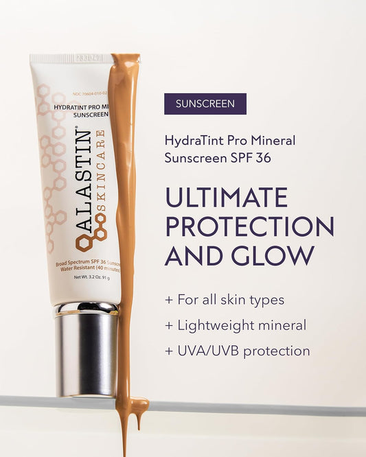 ALASTIN Skincare HydraTint Pro Mineral Sunscreen SPF 36 (3.2 oz) | 2-in-1 Tinted Daily Sunblock Moisturizer for Face & Neck | Fragrance-Free, Water Resistant