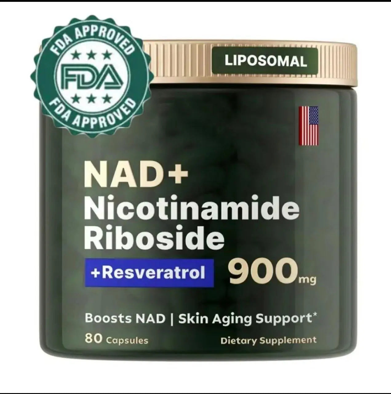 NUTRAGOLE Research NEW Supplement with Nicotinamide Riboside, Nicotinamide Riboside Resveratrol 900mg, High Purity NAD Supplement for Anti-Aging, Energy, Focus, 80 Capsules Healthcare Dietary Fitness Vitamin Edible - Nutragole