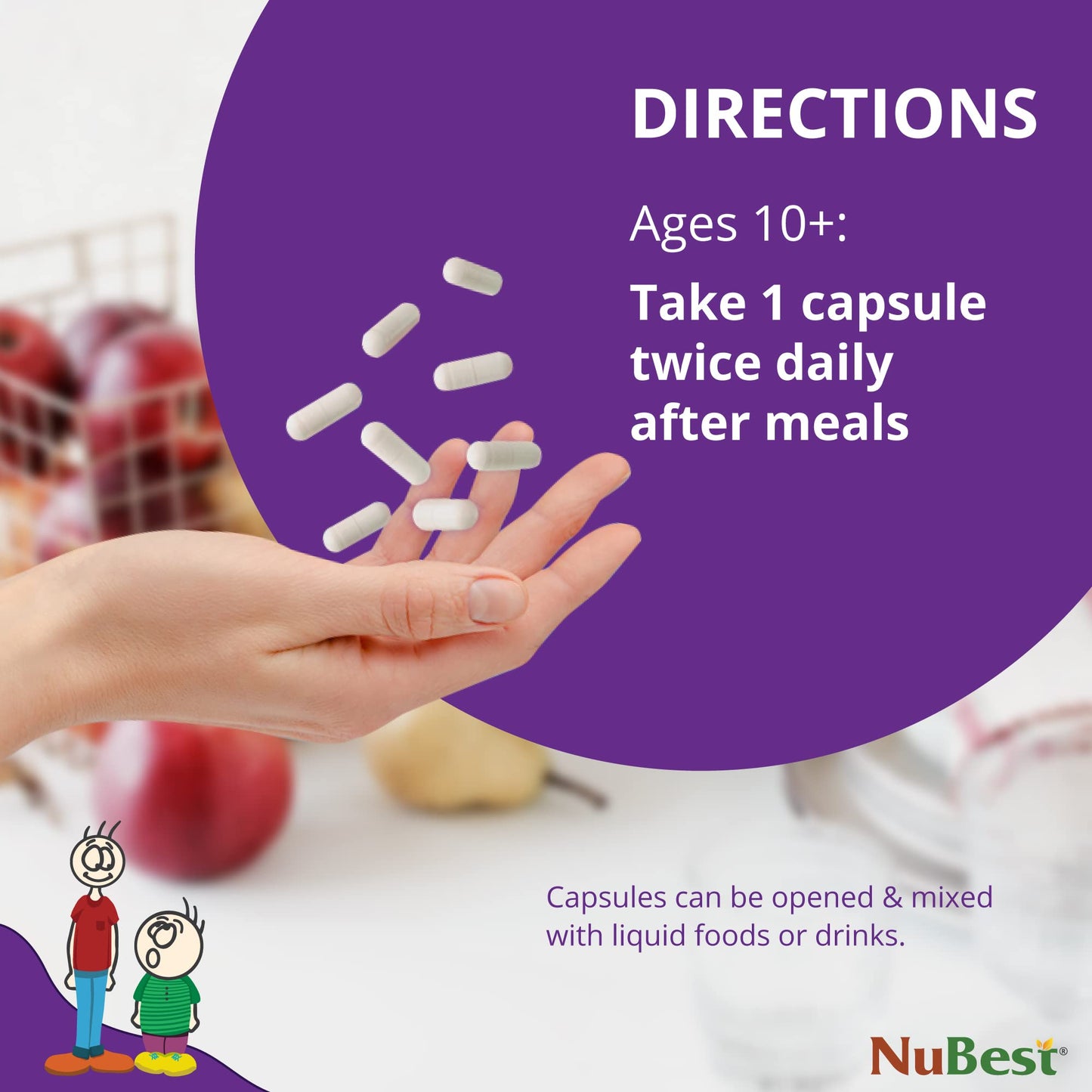 NuBest Tall 10+ Premium Bone Strength Formula, Enhanced Immunity and Overall Health for Age 10+ - Who Drink Milk Daily with Calcium, Vitamin D3, Vitamin K2, and Multivitamins - 60 Capsules