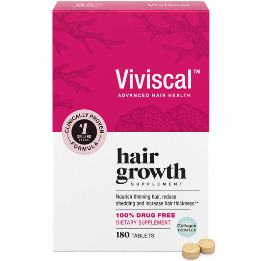 Viviscal Hair Growth Supplements For Women For Thicker, Fuller Hair, Nourishes Thinning & Loss, With Proprietary Collagen Complex, 180 Tablets, 3 Month Supply