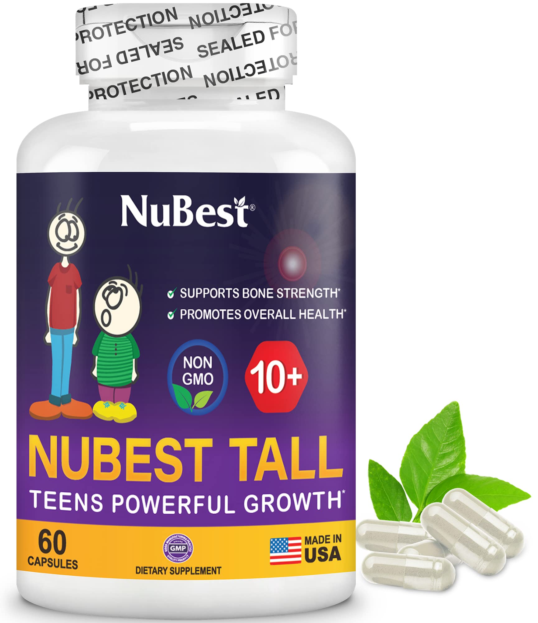 NuBest Tall 10+, Powerful Growth for Kids & Teens (10+), Milk Drinkers, 60 Capsules by NuBest Nutrition®