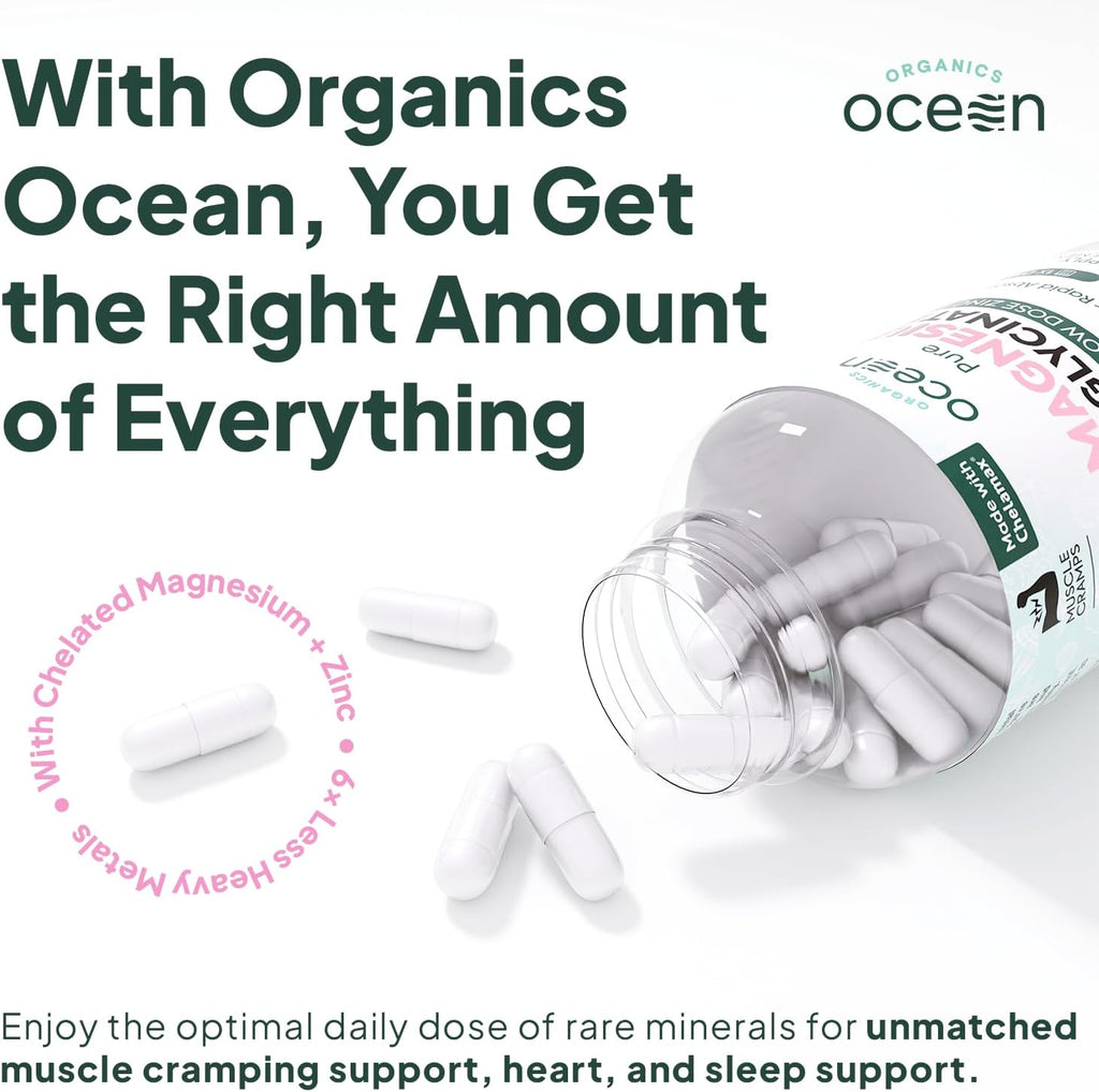 Organics Ocean Pure Magnesium Glycinate with Zinc: Advanced Sleep & Muscle Support