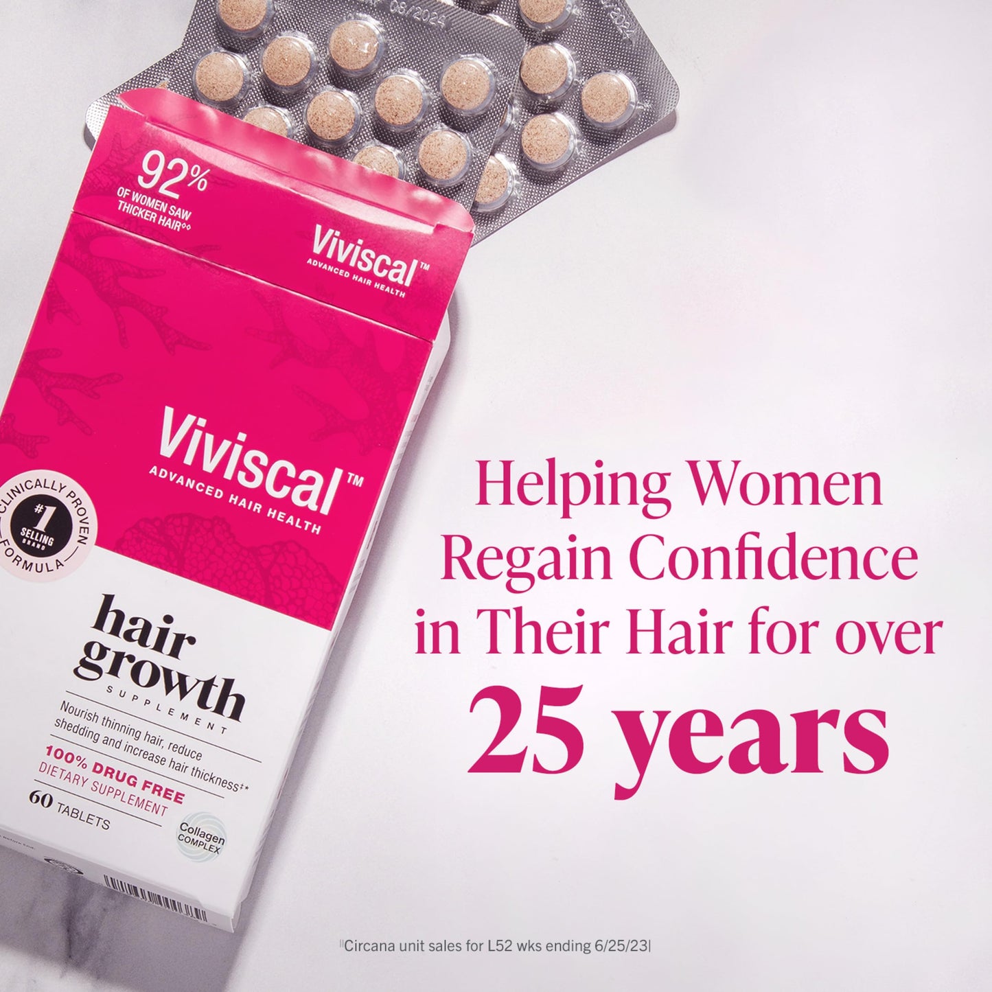 Viviscal Hair Growth Supplements For Women For Thicker, Fuller Hair, Nourishes Thinning & Loss, With Proprietary Collagen Complex, 180 Tablets, 3 Month Supply