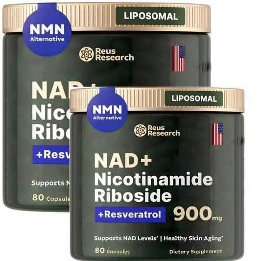 NUTRAGOLE Research NEW Supplement with Nicotinamide Riboside Pack of 2, Nicotinamide Riboside Resveratrol 900mg, High Purity NAD Supplement for Anti-Aging, Energy, Focus, 80 Capsules Healthcare Dietary Fitness Vitamin Edible - Beautglo