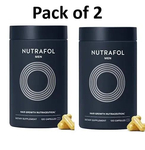 Nutrafol Men's Hair Growth Supplements Pack of 2, Clinically Tested for Visibly Thicker Hair and Scalp Coverage, Dermatologist Recommended - 1 Month - Beautglo