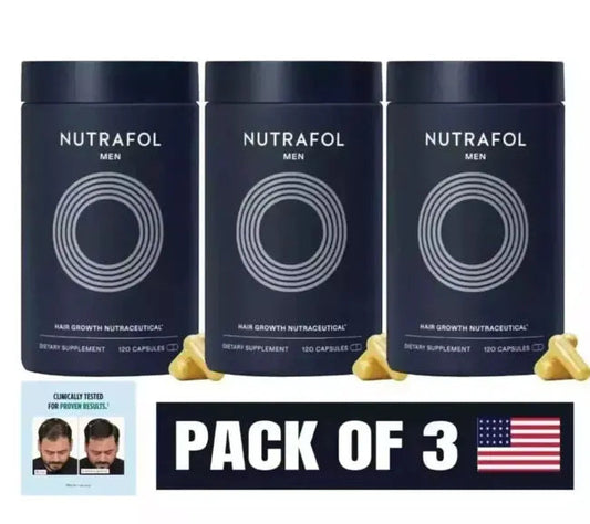 Nutrafol Men's Hair Growth Supplements Pack of 3 , Clinically Tested for Visibly Thicker Hair and Scalp Coverage, Dermatologist Recommended - 1 Month Supply - Beautglo