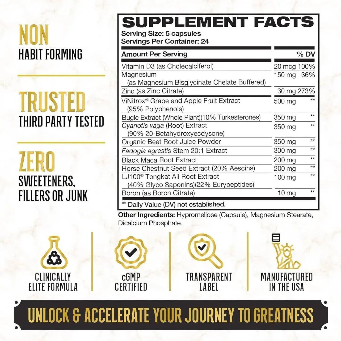Top Shelf Grind King Maker Pack of 2, 13-in-1 Anabolic Supplement for Men to Increase Stamina, Lean Muscle Growth & Recovery, N.O. Booster with Tongkat Ali (LJ100), 120 Capsules - Beautglo