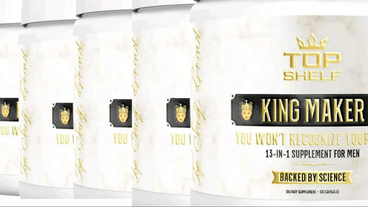 Top Shelf Grind King Maker Pack of 5, 13-in-1 Anabolic Supplement for Men to Increase Stamina, Lean Muscle Growth & Recovery, N.O. Booster with Tongkat Ali (LJ100), single box 120 Capsules - Beautglo
