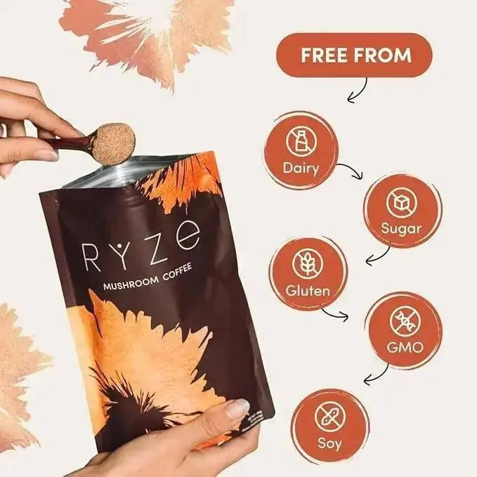 RYZE Mushroom Coffee Pack of 2 | 6 Adaptogenic Mushrooms | Organic | Instant Coffee | MCT Oil | Better Energy, Focus, Digestion, Immunity | Cordyceps, Lion’s Mane, Shiitake, Reishi, Turkey Tail, King Trumpet - Jia Sales
